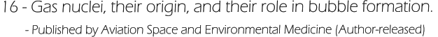16 - Gas nuclei, their origin, and their role in bubble formation.        - Published by Aviation Space and Environmental Medicine (Author-released)