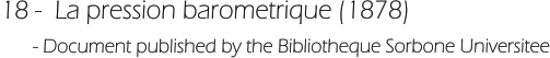 18 -  La pression barometrique (1878)       - Document published by the Bibliotheque Sorbone Universitee