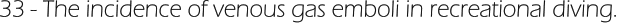 33 - The incidence of venous gas emboli in recreational diving.