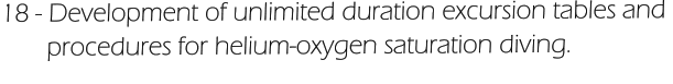 18 - Development of unlimited duration excursion tables and         procedures for helium-oxygen saturation diving.